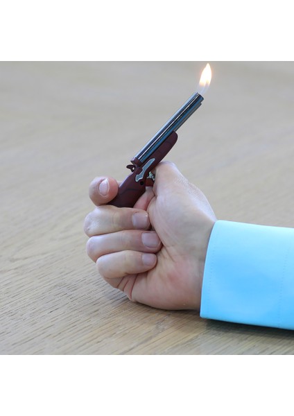 Kişiye Özel Isim Yazılı Kahverengi Renk Tüfek Model Manyetorlu Çakmak