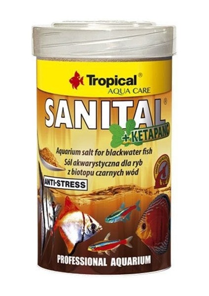 Sanital Ketapang Su Biyotopu Balıkları Için Akvaryum Tuzu Siyah 100 ml 120 gr - 5900469803332