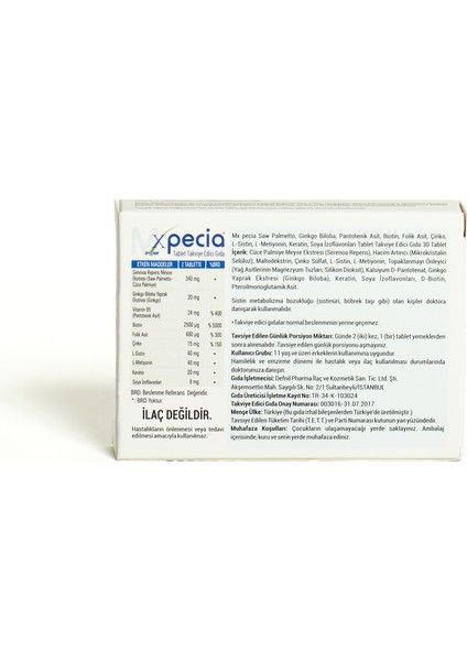 Xpecia Erkek 30 Tablet modelleri