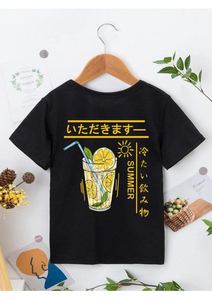 Ünisex Rahat Kalıp Pamuklu Baskılı Siyah Çocuk T-Shirt fiyatları