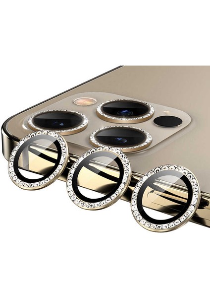 Apple iPhone 11 Pro Uyumlu Zore Cl-06 Kamera Lens Koruyucu-Gold