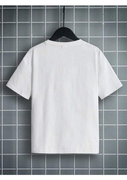 Ünisex Rahat Kalıp Pamuklu Baskılı Beyaz Çocuk T-Shirt fiyatları