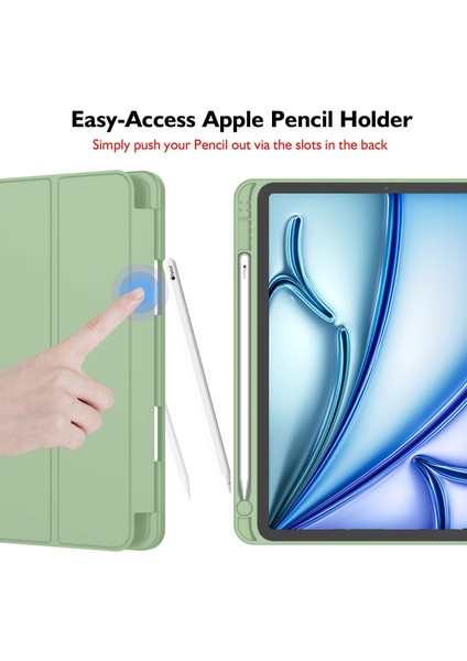 iPad Air 11 Inç 6. Nesil Kalemlikli Uyku Modlu Yatay Standlı Stromix Smart Kılıf A2902 A2903 A2904