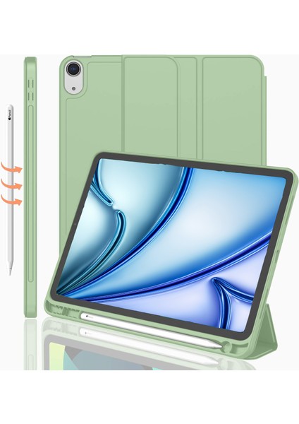 iPad Air 11 Inç 6. Nesil Kalemlikli Uyku Modlu Yatay Standlı Stromix Smart Kılıf A2902 A2903 A2904