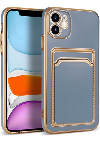 Apple iPhone 11 - Uyumlu Zore Bark Kartlıklı Kapak-Mavi