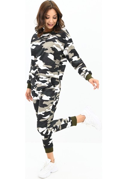 Kadın Kamuflaj Desenli Eşofman Takımı 3876-24 fiyatları