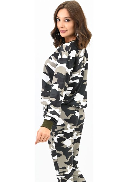 Kadın Kamuflaj Desenli Eşofman Takımı 3876-24 fırsatları