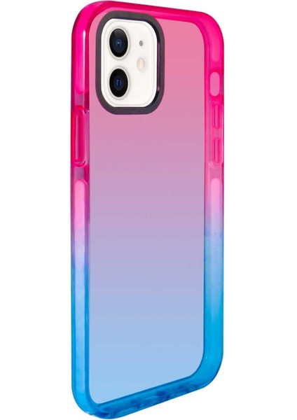 Apple iPhone 12 Pro - Uyumlu Zore Renkli Punto Kapak-Pembe-Mavi