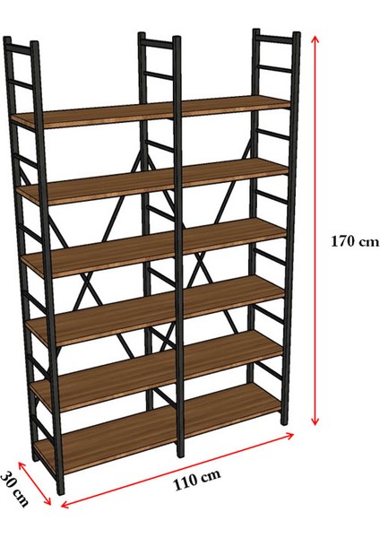 6 Raflı Metal Kitaplık Iki Modül