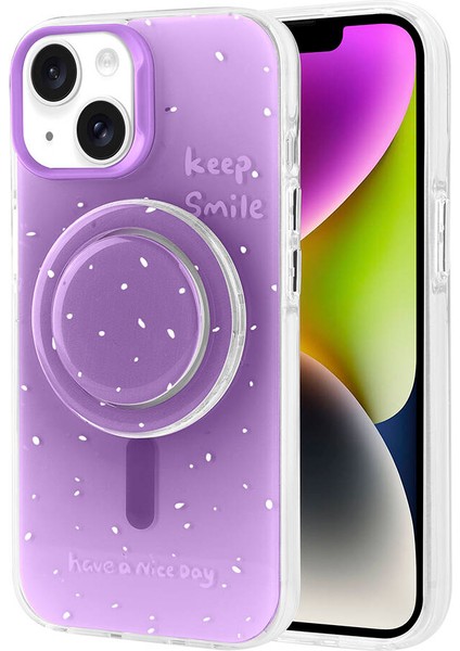 Apple iPhone 14 Zore Magsafe Şarj Özellikli Tak-Çıkar Pop Soketli Zore Tiktok Kapak-Pembe Koyu