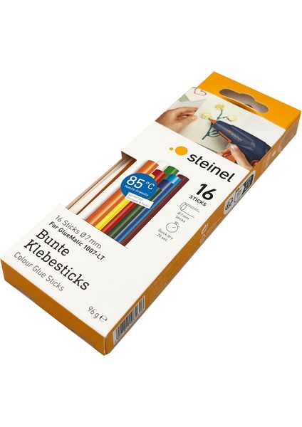 Sıcak Silikon Mum Steinel 084646 Karışık Renkli 7 x 150 mm 96 Gr. 16 Adet Düşük Isı ile Eriyebilen