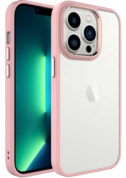 Apple iPhone 14 Pro - Uyumlu Zore Krom Kapak-Pembe Açık