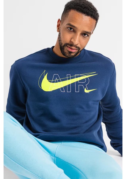 Air Sportswear Clup Hoodie Blue Standart Fit Kesim Lacivert Erkek Sweatshrit