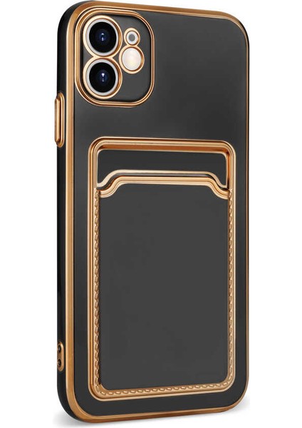 Apple iPhone 11 Uyumlu Zore Bark Kartlıklı Kapak-Rose Gold