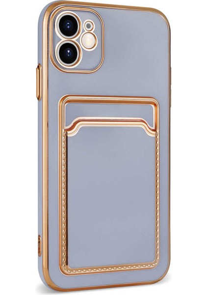 iPhone 12 Uyumlu Zore Bark Kartlıklı Kapak-Rose Gold