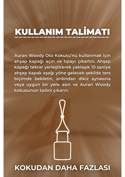 Woody Oto Kokusu İp Askılı Araç Kokusu Uzun Süre Kalıcı Odunsu Araba Kokusu 8ml