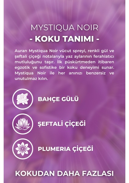 Mystiqua Noir Parfümlü Kadın Vücut Spreyi Vücut Kokusu Vücut Misti Body Mist Spray 150ml