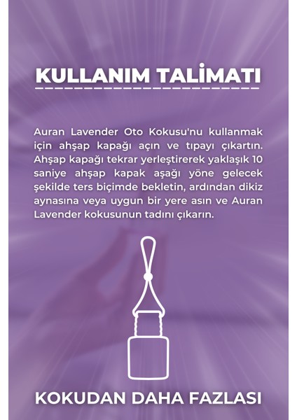 Lavender Oto Kokusu İp Askılı Araç Kokusu Uzun Süre Kalıcı Lavanta Araba Kokusu 8ml