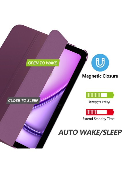 iPad Air 11 Inç 6. Nesil Yatay Standlı Uyku Modlu Basic Arkası Sert Smart Kılıf A2902 A2903 modelleri