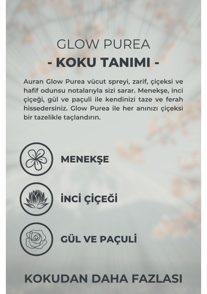 Glow Purea Parfümlü Kadın Vücut Spreyi Vücut Kokusu Vücut Misti Body Mist Spray 150ml