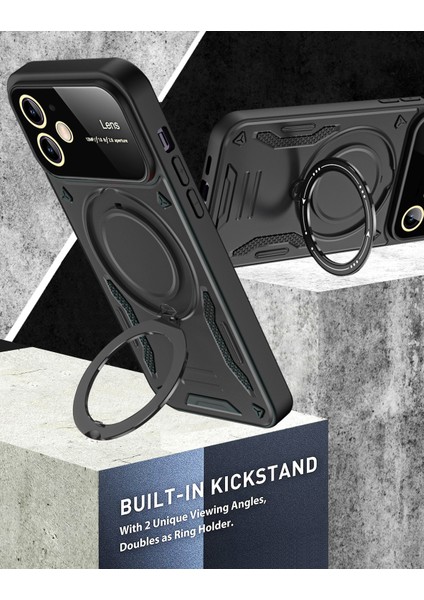 iPhone 11 Kılıf Magsafe Mıknatıslı Stand Özellikli Kamera ve Lens Korumalı Kapak