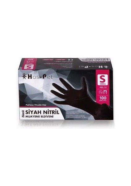 Siyah Nitril Pudrasız Eldiven Small 100’LÜ 20 Paket 2000 Adet