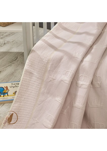 - Crown Bebek Battaniye %70 Bambu %30 Mikro Kumaş 110CM x 150CM Pembe