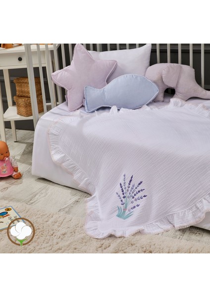 - Lavander Bebek Battaniye Nakışlı Müslin Kumaş Pamuk 85CM x 85CM fiyatları