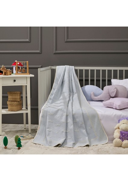 - Crown Bebek Battaniye %70 Bambu %30 Mikro Kumaş 110CM x 150CM Mavi