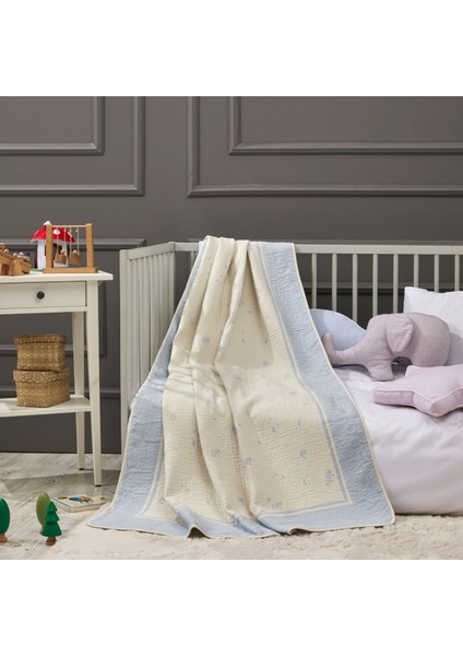 - Petal Bebek Battaniye %70 Bambu %30 Micro Kumaş 110CM x 150CM Mavi