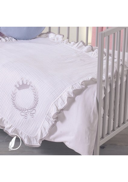 - King Bebek Battaniye Işlemeli Müslin Kumaş Pamuk 85CM x 85CM Gri modelleri