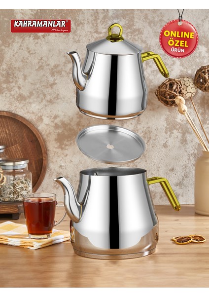 Piramit Gold XXL Çaydanlık Takımı - 7 Litre (2,5L Demlik + 4L Suluk)