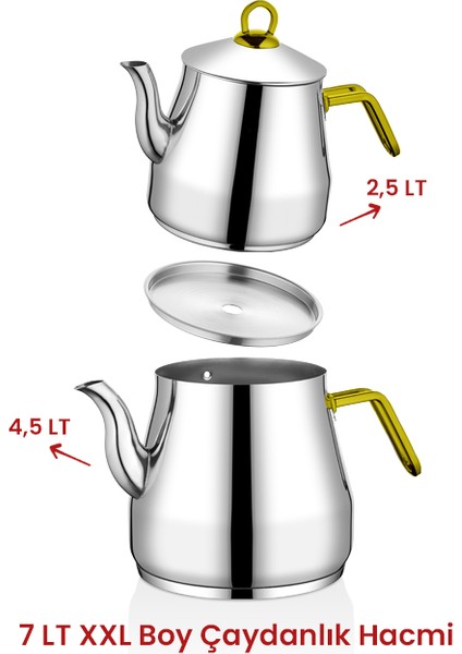 Piramit Gold XXL Çaydanlık Takımı - 7 Litre (2,5L Demlik + 4L Suluk)