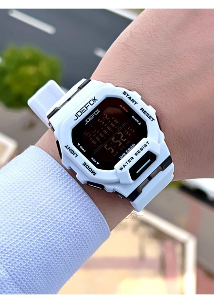 Joefox G-Shock Kasa Beyaz/siyah Digital 5 Atm Suya Dayanıklı 2 Yıl Garantili Spor Kol Saati J-GS012