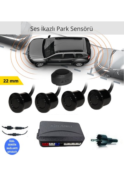 Guard Park Sensörü Soketli Ses Ikazlı Siyah (22MM)