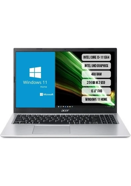 A315-58-36YJ Intel Core i3-1115G4 4GB 256GB SSD FHD Graphics 15.6'' Windows11 Home