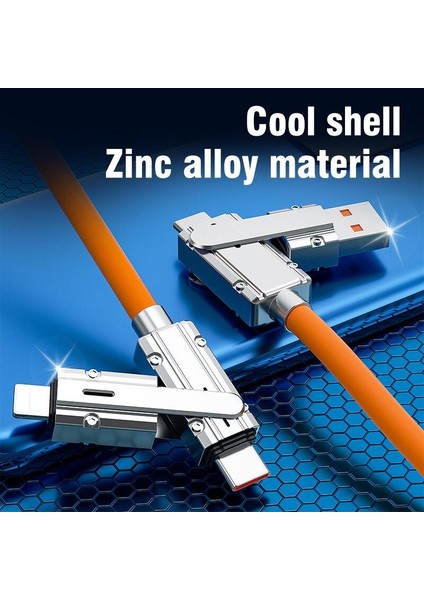 4 In 1 Çok Fonksiyonlu USB Data Kablosu Pd 100W Type C Hızlı Şarj Kablosu Type C Lightning iPhone 15 14 13