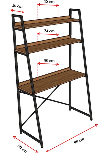 Metal Kitaplıklı Çalışma Masası