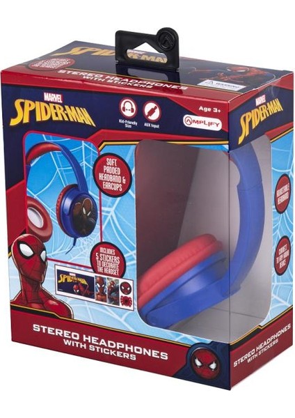 Kablolu Mikrofonlu Kulaklık Marvel Spiderman Örümcek Adam Kulaklık Lisanslı MV-6513-SM2 5 Adet Sticker Ile Birlikte
