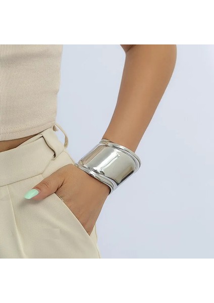 Bone Cuff Unisex Kalın Silver Kelepçe Kemik Manşet Bileklik