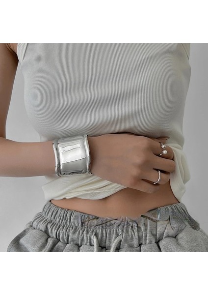 Bone Cuff Unisex Kalın Silver Kelepçe Kemik Manşet Bileklik