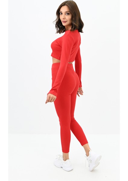 Kadın Kaşkorse Crop Tayt Takım 3727-23