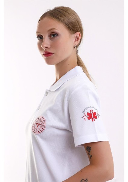 Paramedik Yakalı Unisex Tshirt Kısa Kol - Beyaz indirimleri