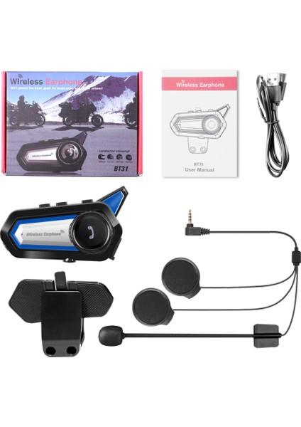 BT31 Bluetooth 5.0 Kask Motosiklet Intercom Kulaklık/motosiklet Interkom Su Geçirmez Ledli