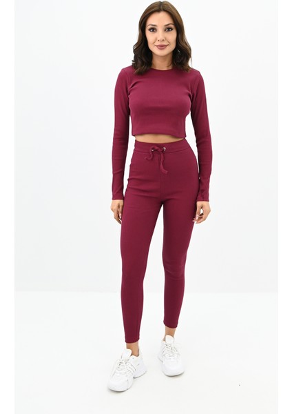 Kadın Kaşkorse Crop Tayt Takım 3727-23