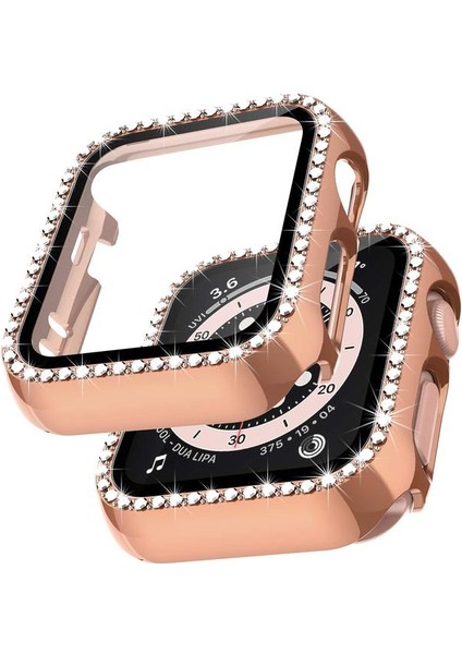 Apple Watch Seri 1,2,3 Uyumlu ( 42MM ) Önü Cam Elmas Taşlı Zarif Tam Koruma Kılıf