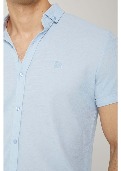 Ütü Istemeyen Kısa Kol Regular Kesim Buz Mavi Erkek Gömlek fırsatları