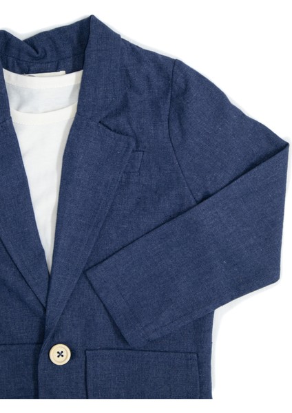 Erkek Çocuk Doğal Keten Kumaş, Pantolon, Tişört, Ceket 3'lü Takım Elbise_RG1465 fırsatları