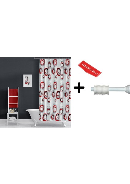Banyo Duş Perdesi 4954 Karma 110X200 Perde Borusu Askı Aparatı 90X130