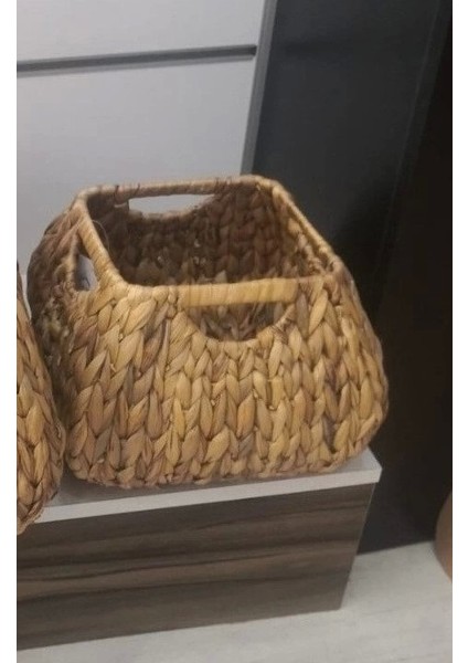 Dekoratif Kare Naturel Hasır Sepet Sele/düzenleyici 29X29CM